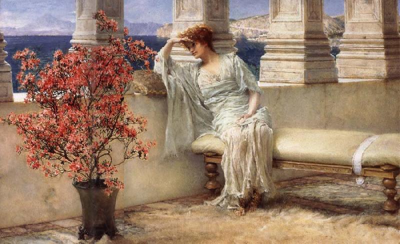 Sir Lawrence Alma-Tadema,OM.RA,RWS Her Eyes are with Her Thoughts and They are Far away